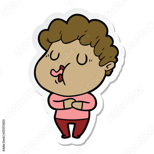 sticker of a cartoon man singing