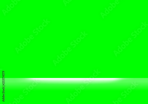 green screen colors and white light shine for background, backdrop green screen and spotlight soft, green screen space for background