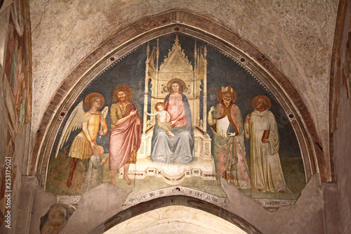 Madonna in maestà tra i Santi (Bernardo, Ambrogio, Giovanni Battista e Michele Arcangelo); affresco nell'abbazia di Viboldone