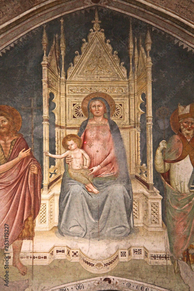 Madonna in maestà; affresco nell'abbazia di Viboldone