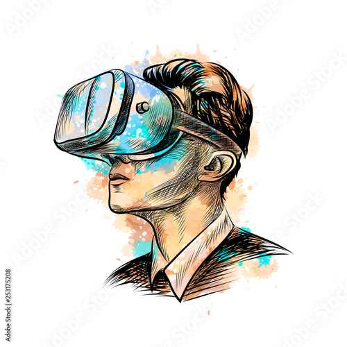 Man wearing virtual reality headset
