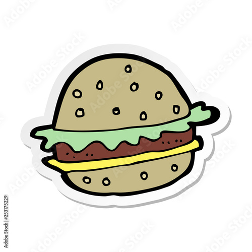 sticker of a cartoon hamburger