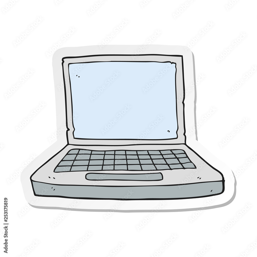 sticker of a cartoon laptop computer sticker of a cartoon laptop computer