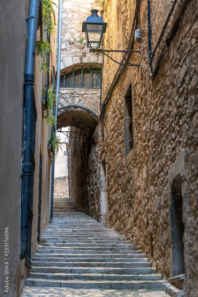 Old Medieval Alley in Girona, Spain
