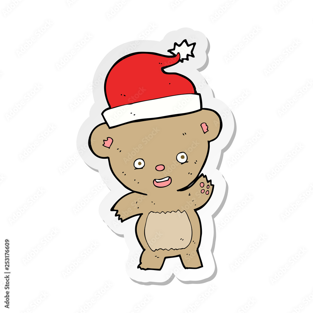sticker of a cartoon christmas teddy bear sticker of a cartoon christmas teddy bear