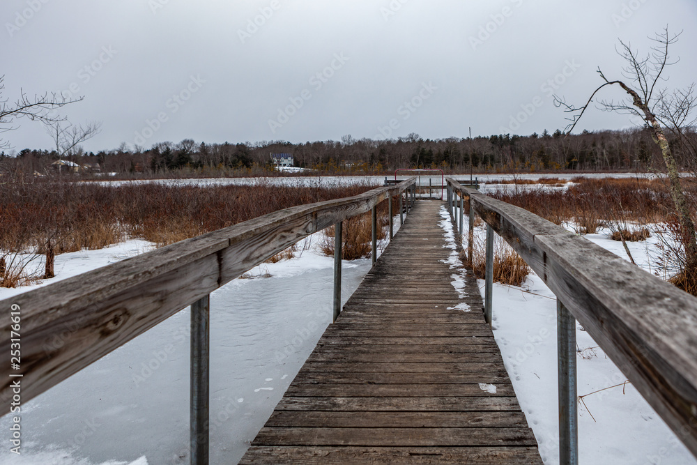 Acton, United States, February 27, 2019. Grassy Pond Conservation Area or raw nature in winter time, Massachusetts, United States Acton, United States, February 27, 2019. Grassy Pond Conservation Area or raw nature in winter time, Massachusetts, United States