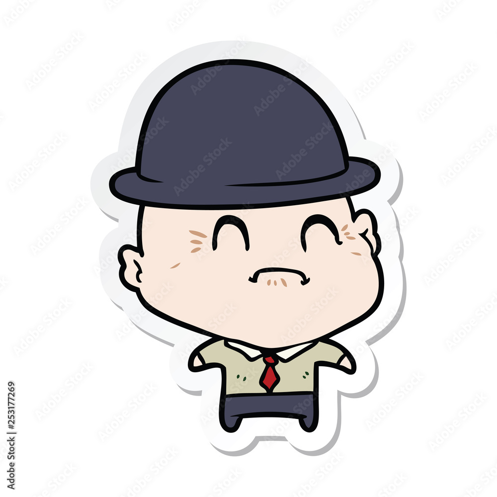 sticker of a cartoon old businessman