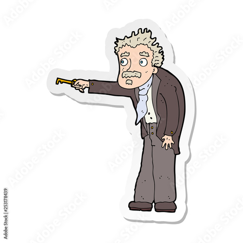 sticker of a cartoon man trembling with key unlocking