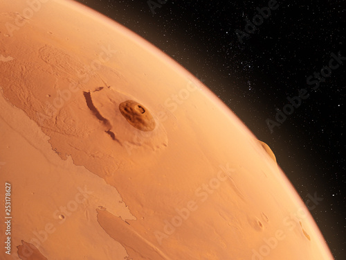 3d rendered illustration of the mars - olympus mons photo