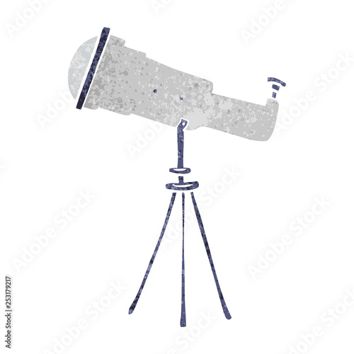 retro cartoon doodle of a large telescope