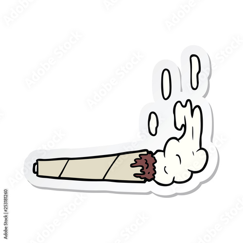 sticker of a cartoon marijuana joint