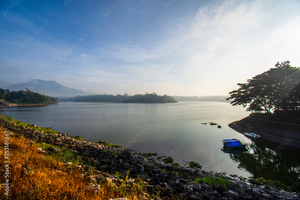 Blue lake in the morning Indonesia Malang Java