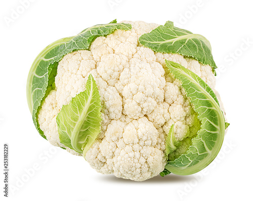 Fresh cauliflower isolated on white background with clipping path