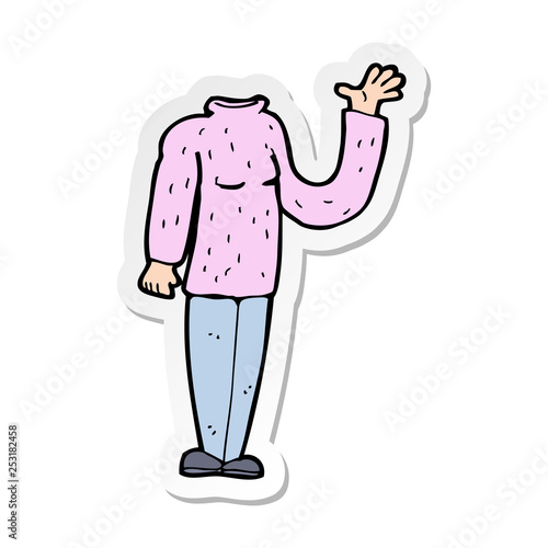 sticker of a cartoon headless body