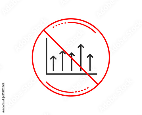 No or stop sign. Growth chart line icon. Financial graph sign. Upper Arrows symbol. Business investment. Caution prohibited ban stop symbol. No  icon design.  Vector