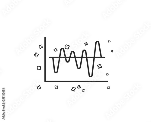 Investment chart line icon. Economic graph sign. Stock exchange symbol. Business finance. Geometric shapes. Random cross elements. Linear Stock analysis icon design. Vector