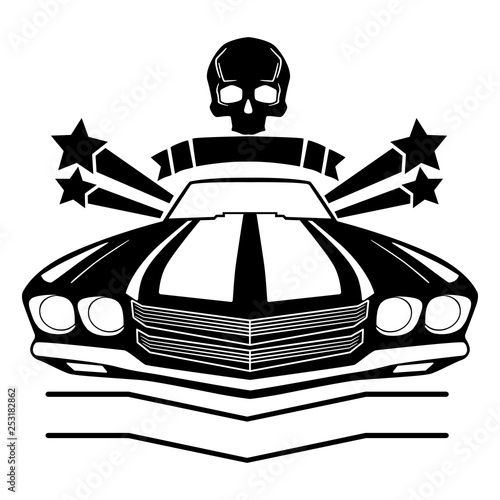 Auto en blanco y negro.  ilustración - Vector