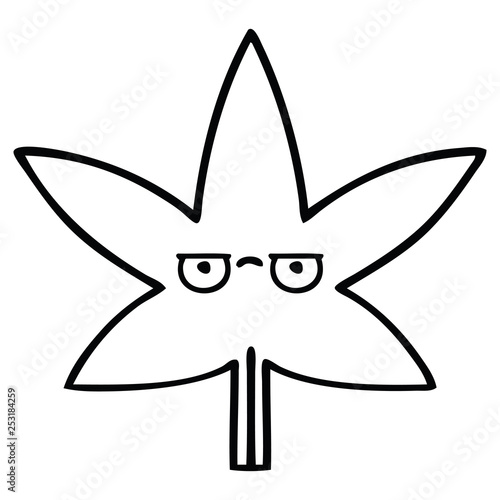 line drawing cartoon autumnal leaf