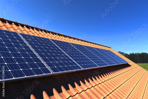 Solar panels modules on roof