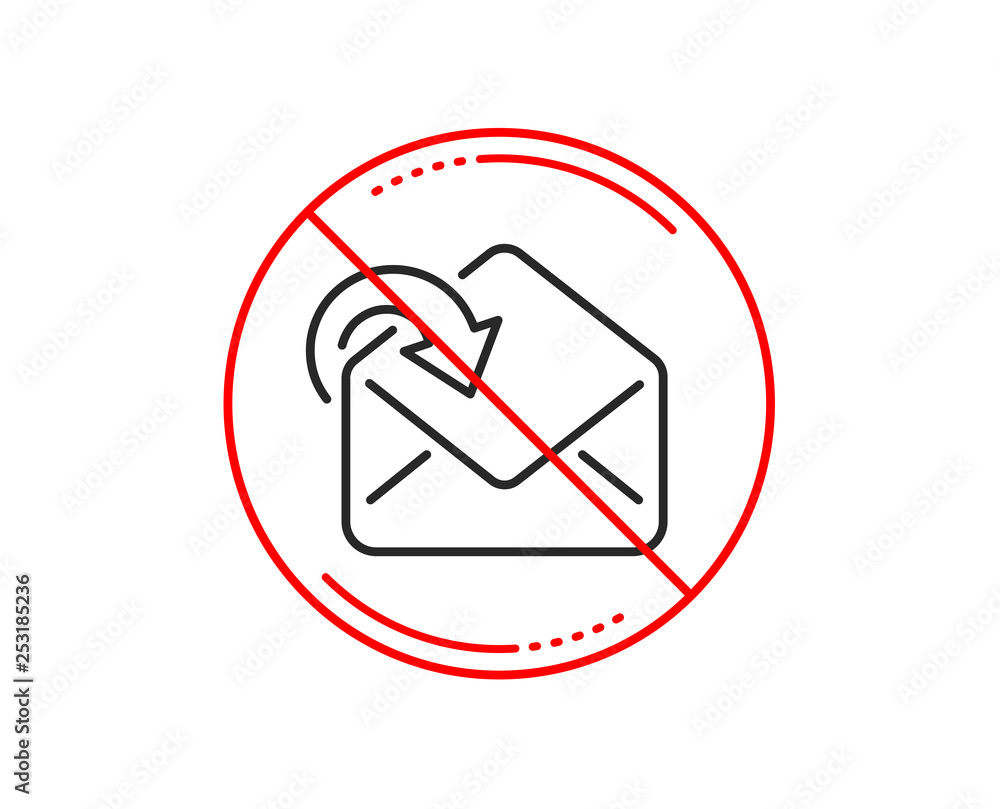 No or stop sign. Receive Mail download line icon. Incoming Messages ...