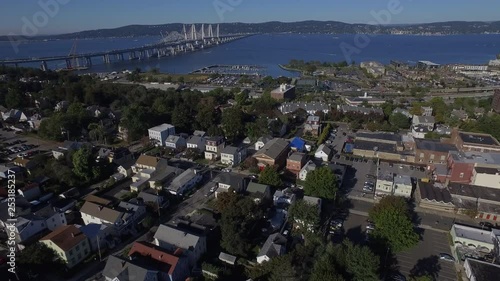 Aerial flight along Hudson river in  tarrytown tappanzee photo