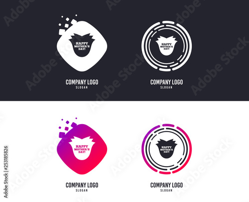 Logotype concept. Happy Mothers's Day sign icon. Mom symbol. Logo design. Colorful buttons with icons. Vector