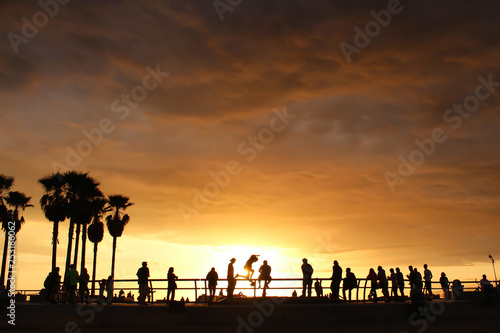Sunset at the Venice Beach Skatepark, California, USA