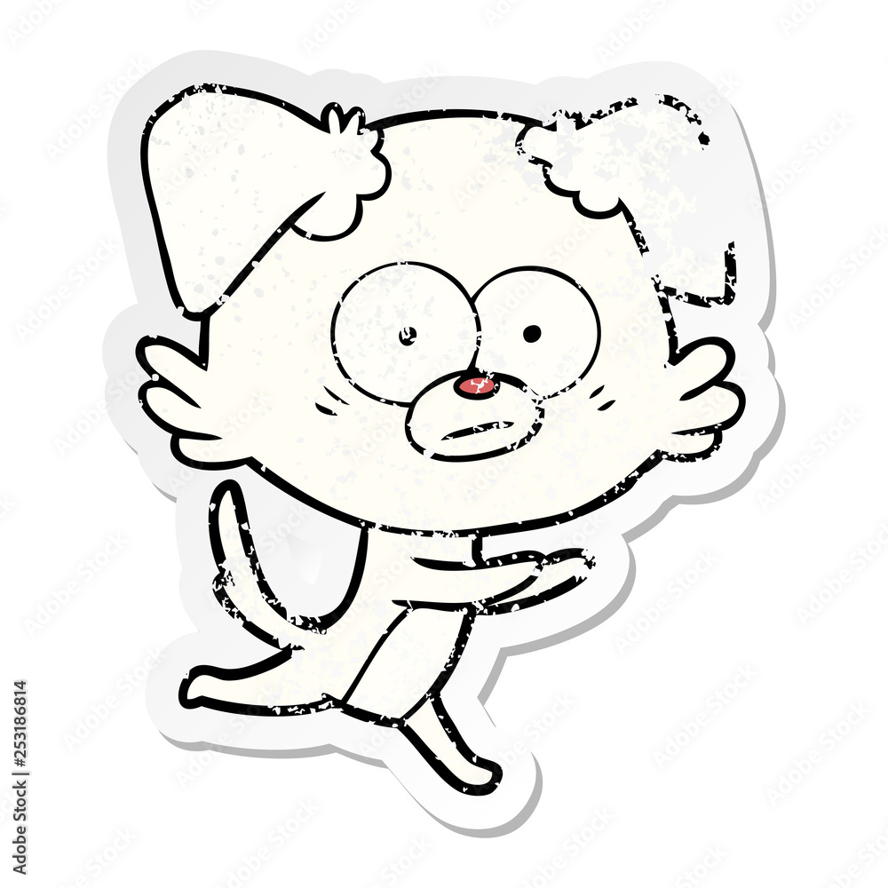 distressed sticker of a nervous dog cartoon distressed sticker of a nervous dog cartoon