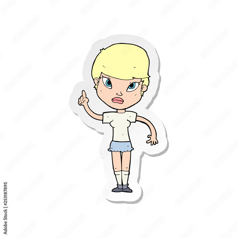 sticker of a cartoon woman with idea sticker of a cartoon woman with idea