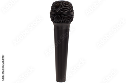 Blassic black microphone, isolated. photo