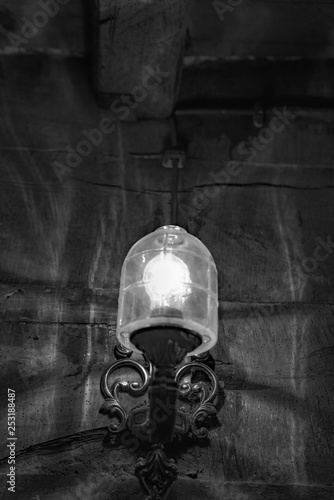 Fototapeta Naklejka Na Ścianę i Meble -  Very beautiful burning nostalgic lamp at night