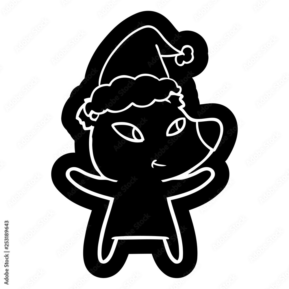 cute cartoon icon of a bear wearing santa hat cute cartoon icon of a bear wearing santa hat