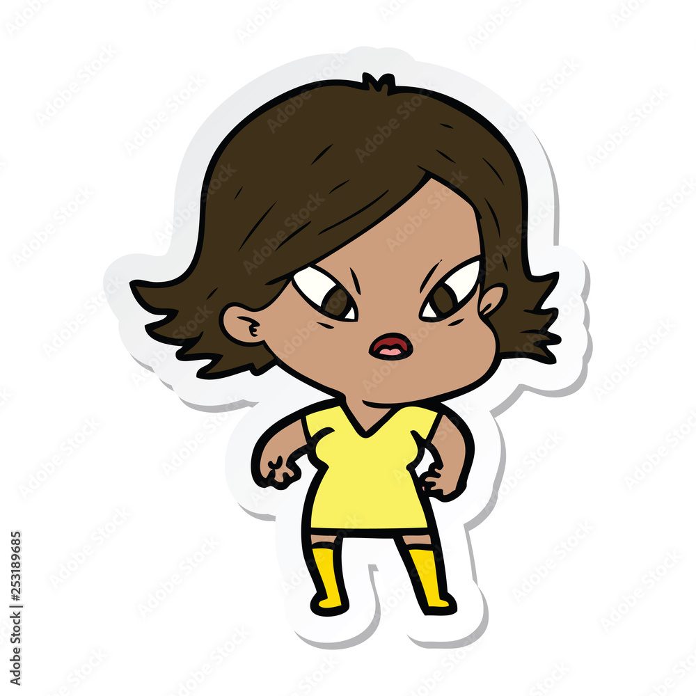 sticker of a cartoon stressed woman sticker of a cartoon stressed woman