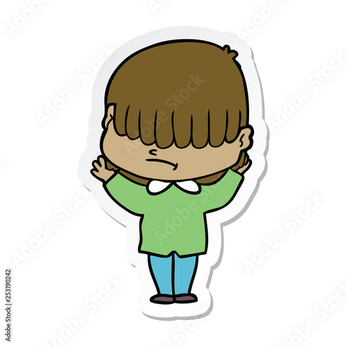 sticker of a cartoon boy with untidy hair