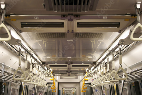 Sticker Tokyo,Japan-February 26, 2019: Inside a subway train running in Tokyo
