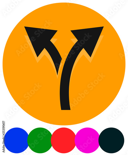 Icon with 2 way arrow. Branch, diversion icon