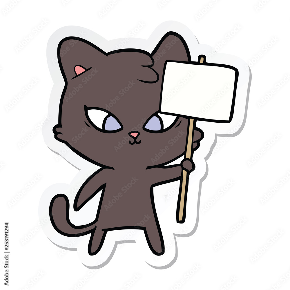 sticker of a cute cartoon cat sticker of a cute cartoon cat
