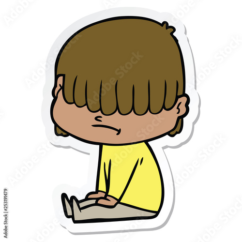 sticker of a cartoon boy with untidy hair