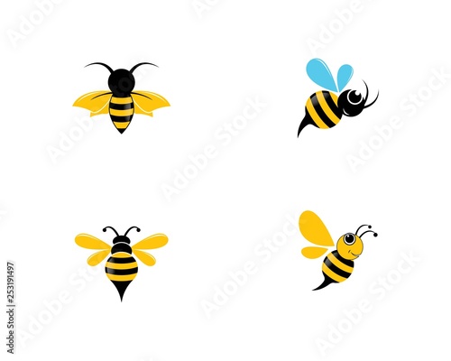 Bee logo vector icon illustration