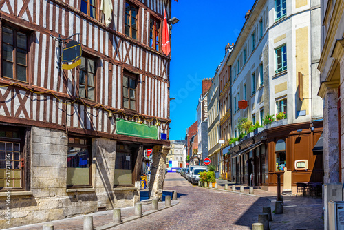 Cozy street with timber framing houses in Rouen, Normandy, France © Ekaterina Belova