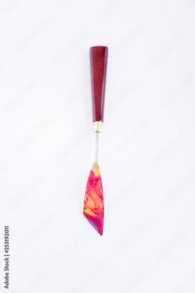 Painting palette knife with colours Painting palette knife with colours