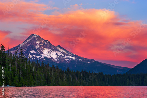 Mt. Hood at sunset from Lost Lake, Oregon photo