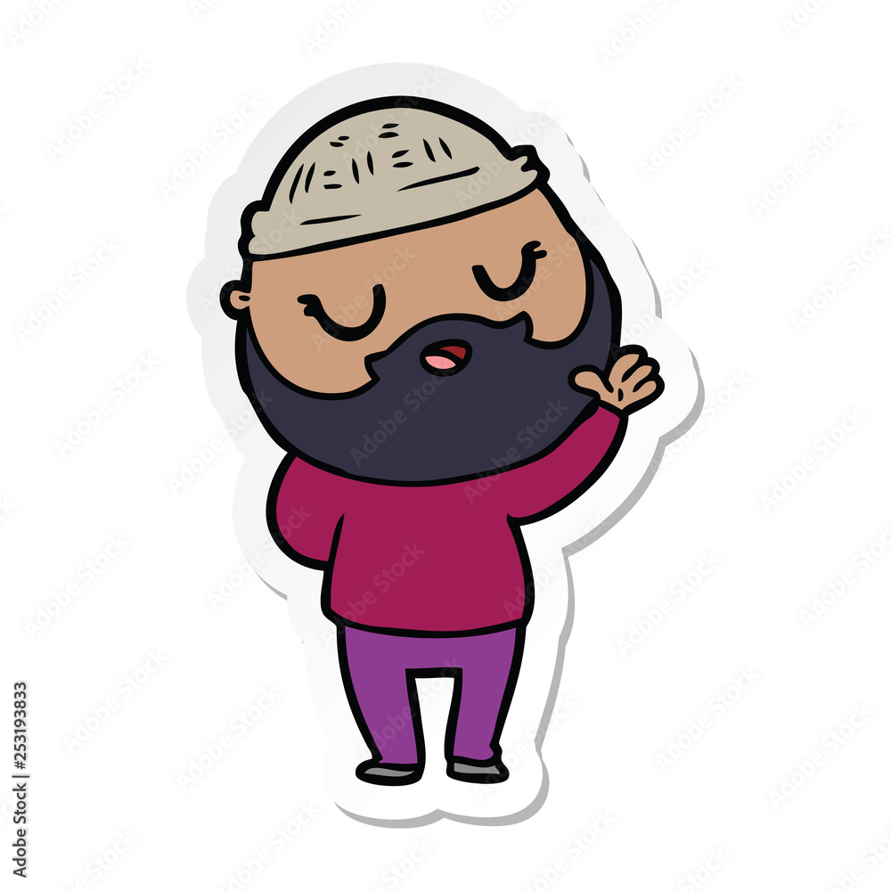 sticker of a cute cartoon man with beard sticker of a cute cartoon man with beard