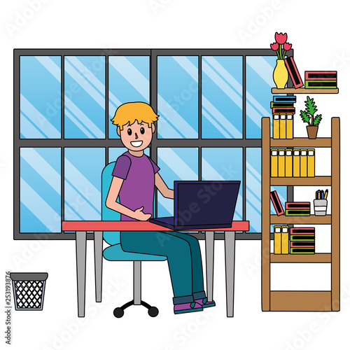 online education man cartoon