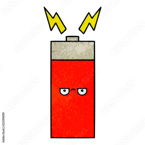 retro grunge texture cartoon battery