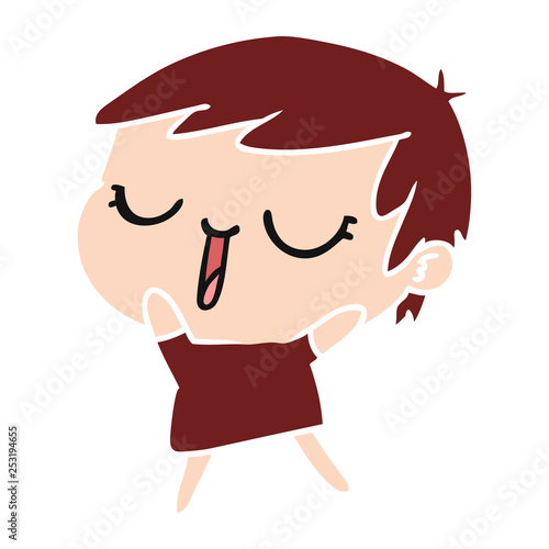 cartoon of cute kawaii short haired girl