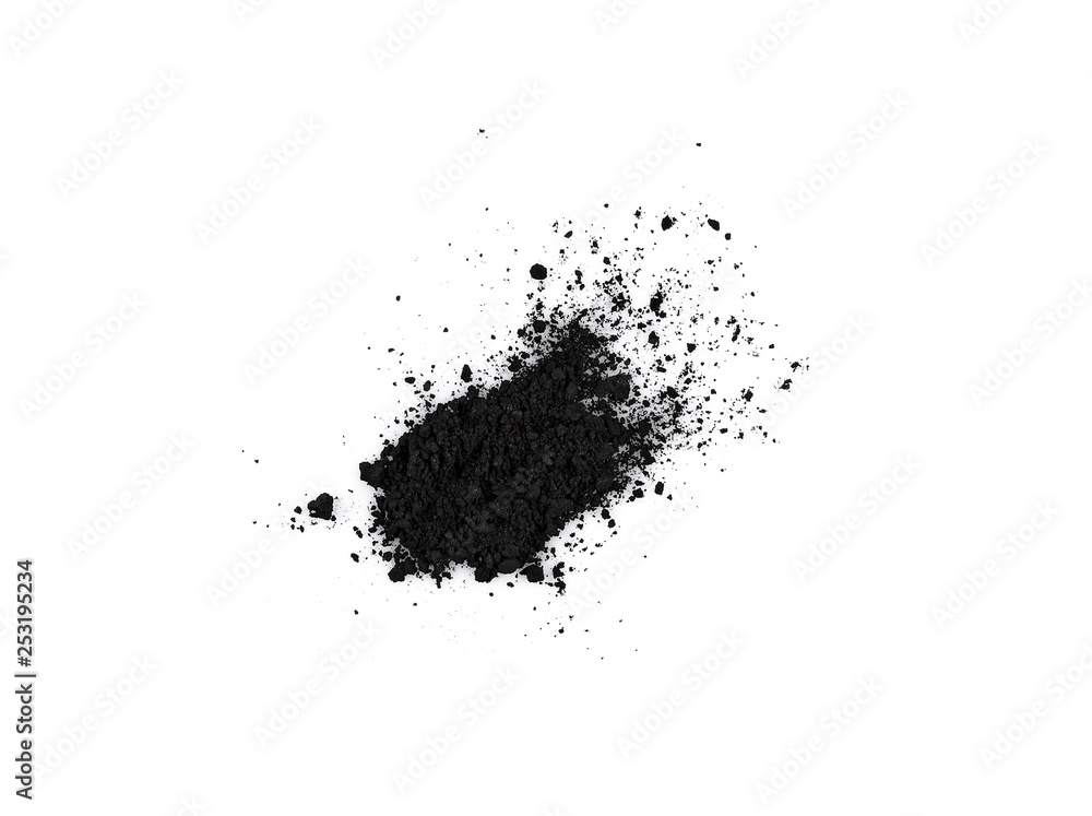 Activated charcoal powder isolated on white