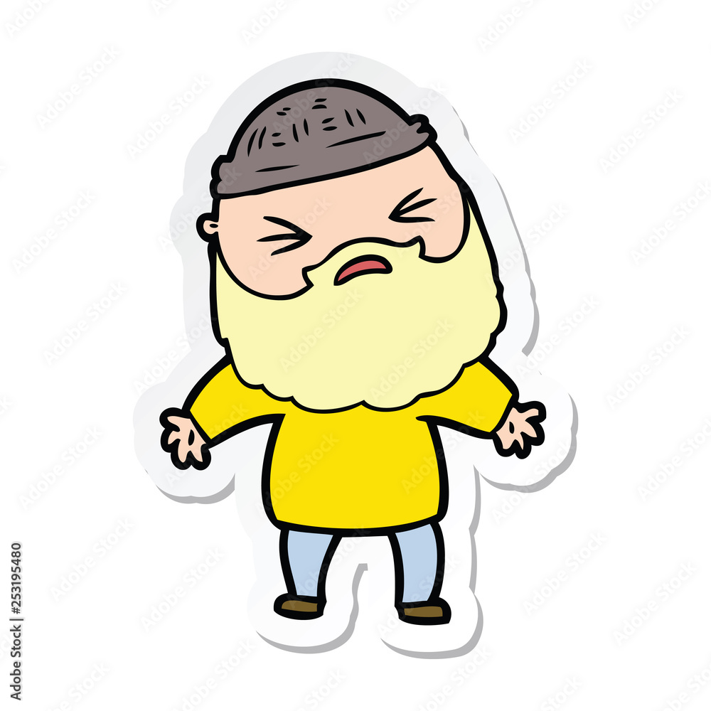 sticker of a cartoon man with beard sticker of a cartoon man with beard