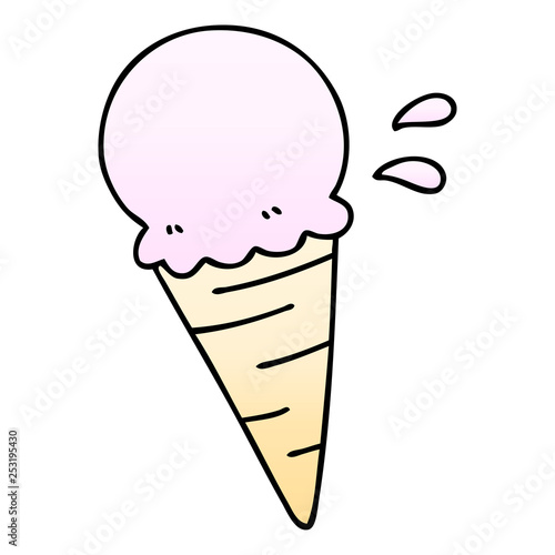 quirky gradient shaded cartoon vanilla ice cream