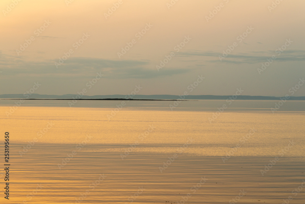 Evening last sunlight on the St.Lawrence River, Quebec